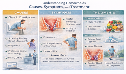 Complete guide to hemorrhoids covering causes symptoms and treatment success in Dubai