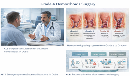 Recovery timeline after hemorrhoid surgery showing return to walking, work and full activity in Dubai