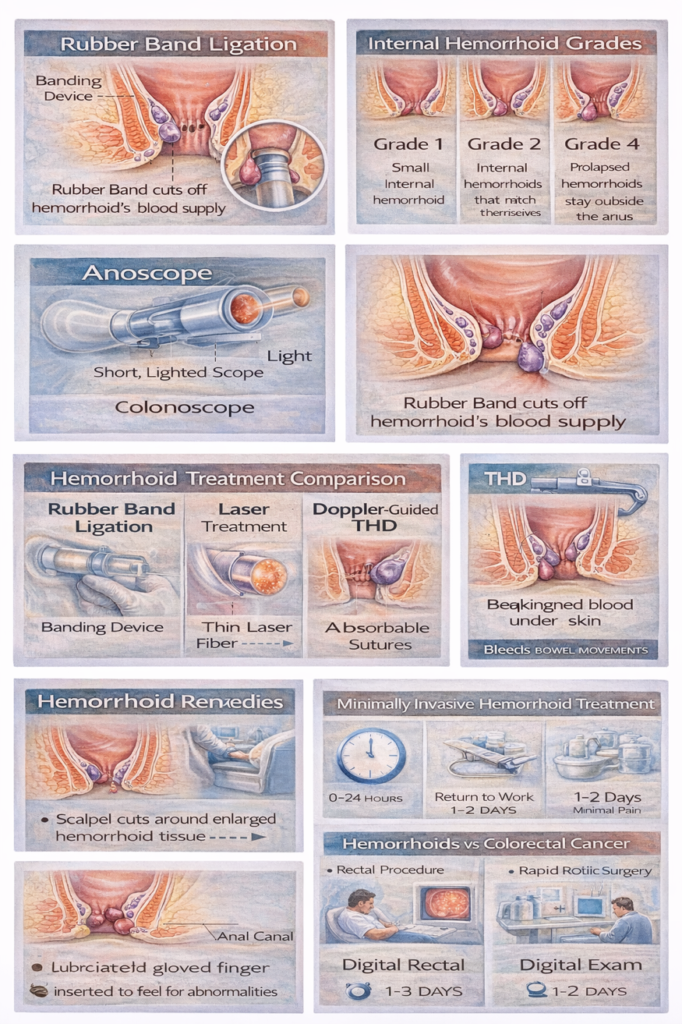 Comparison of laser hemorrhoid treatment versus rubber band ligation and THD Doppler in abu dhabi